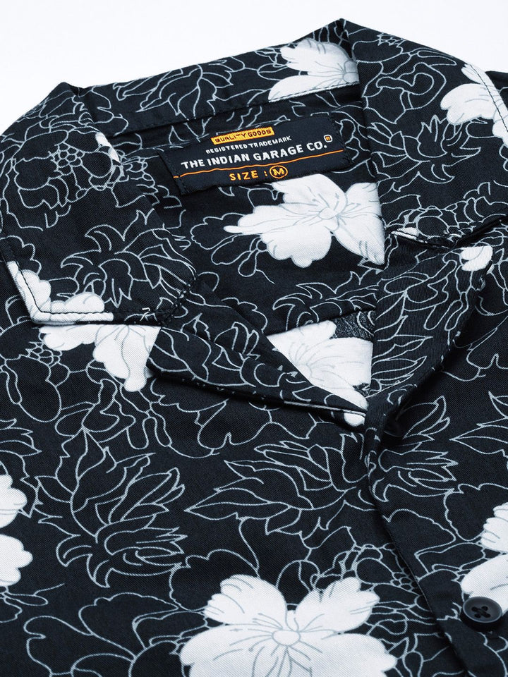 The Indian Garage Co Men Blue Floral Print Pure Cotton Night Suit