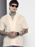 The Indian Garage Co Men Relaxed Fit Textured Resort Wear Jacquard Shirt