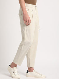THE BEAR HOUSE Men Relaxed Loose Fit Corduroy Cotton Pleated Regular Trousers