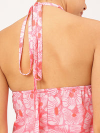 DressBerry Fairy Tale Flair Floral Print Halter A-Line Midi Dress