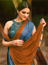 Saree mall Ombre Beads and Stones Pure Chiffon Sarees