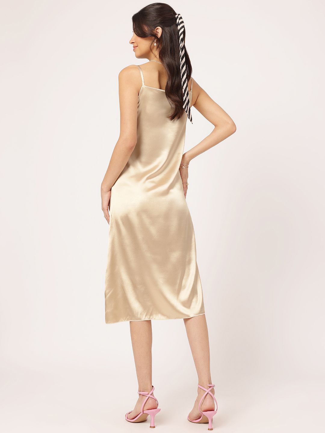 DressBerry Moonlight Muse Satin Sheath Midi Dress