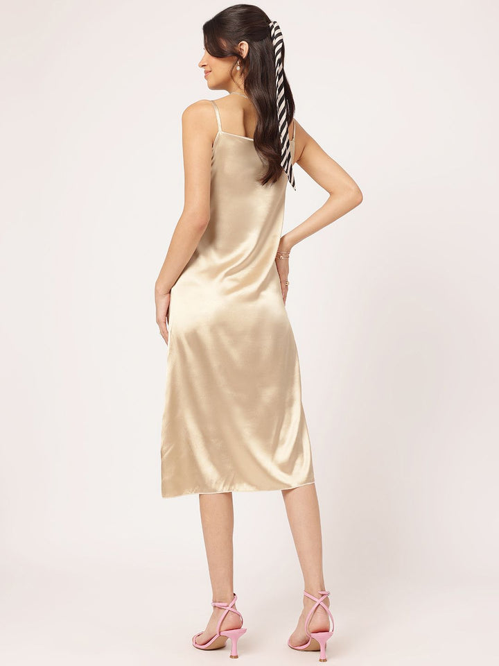 DressBerry Moonlight Muse Satin Sheath Midi Dress