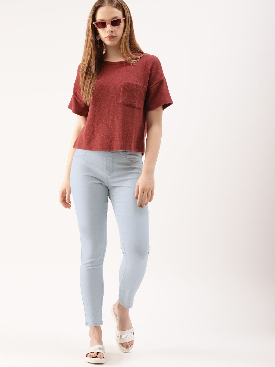 DressBerry Women Pack of 2 Solid Super Skinny Fit Ankle-Length Denim Jeggings
