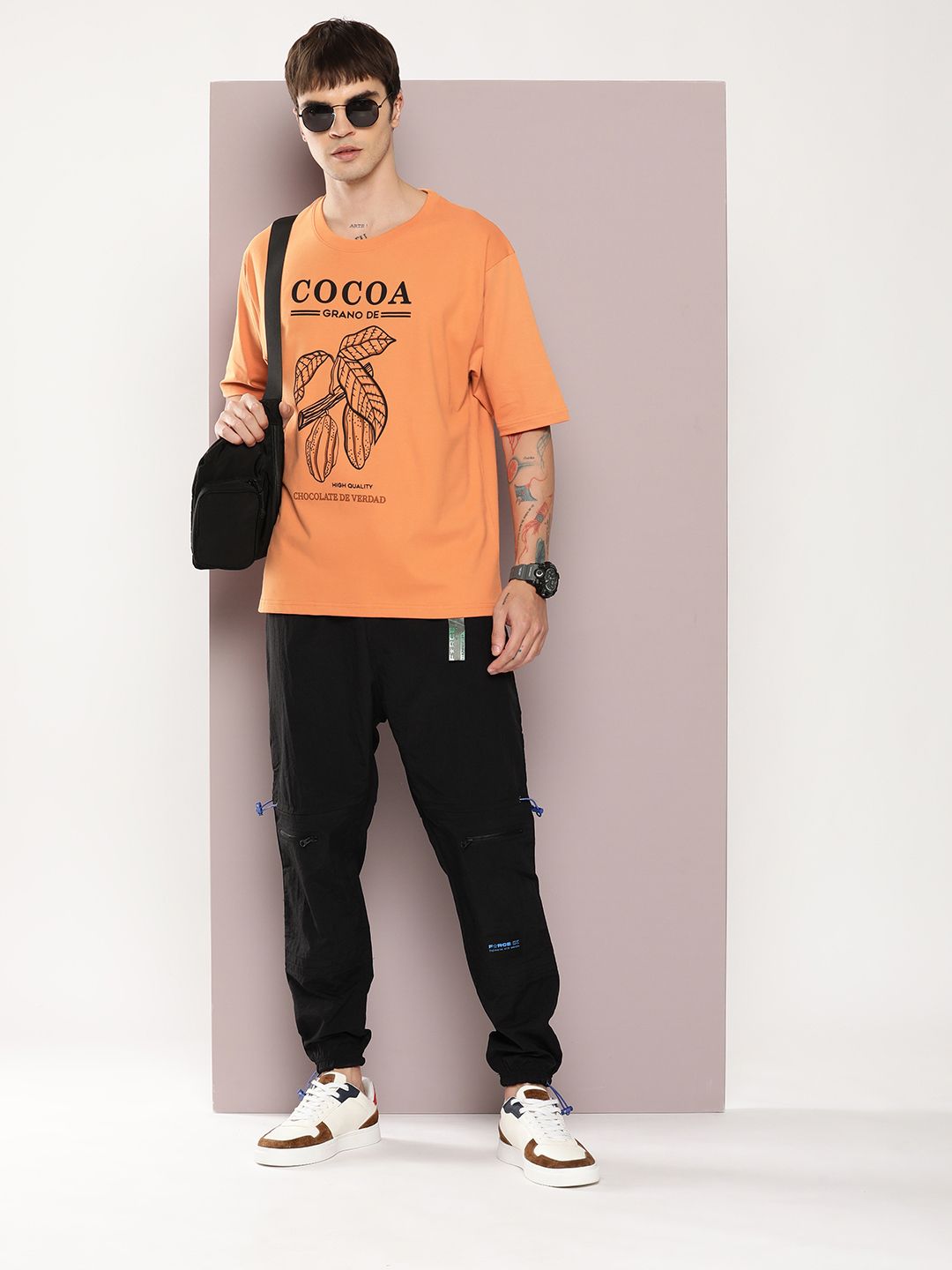 DILLINGER Men Graphic Printed Oversized Drop-Shoulder Sleeves Pure Cotton T-shirt
