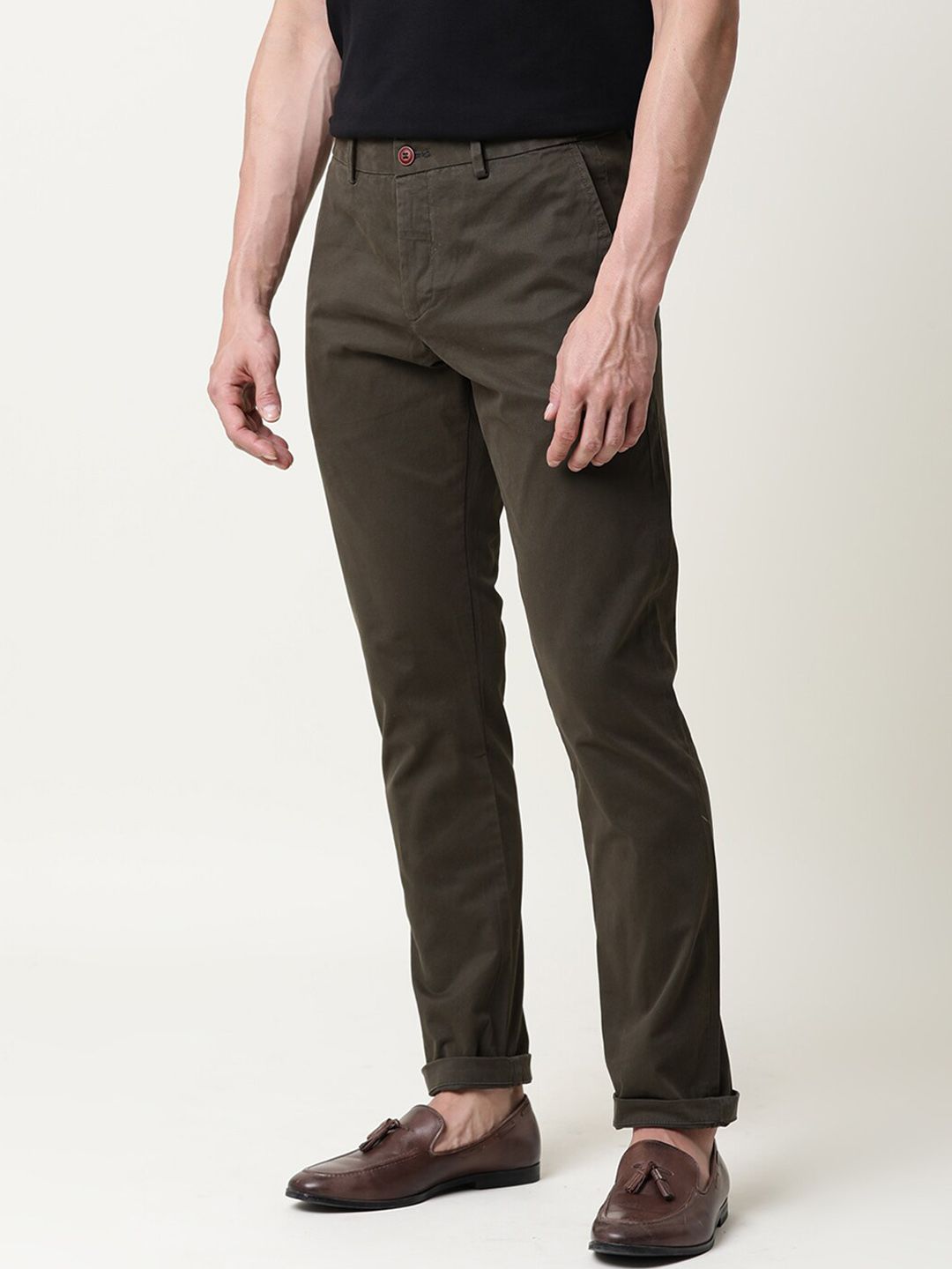 RARE RABBIT Men Trews-22 Mid-Rise Regular Fit Solid Trouser