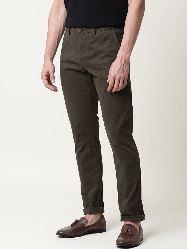 RARE RABBIT Men Trews-22 Mid-Rise Regular Fit Solid Trouser