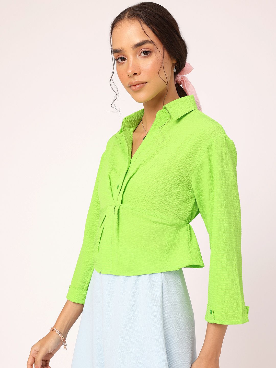 DressBerry Seersucker Shirt Style Top