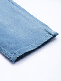 The Indian Garage Co Men Blue Light Fade Cropped Stretchable Jeans