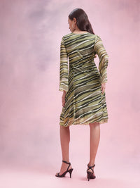 DressBerry Printed Tie-Up Net A-Line Dress