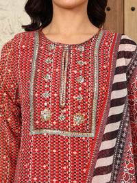 W Women Printed Regular Gotta Patti Kurta with Trousers & With Dupatta