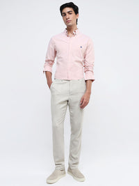 RARE RABBIT Men Comfort Button-Down Collar Solid Cotton Formal Shirt