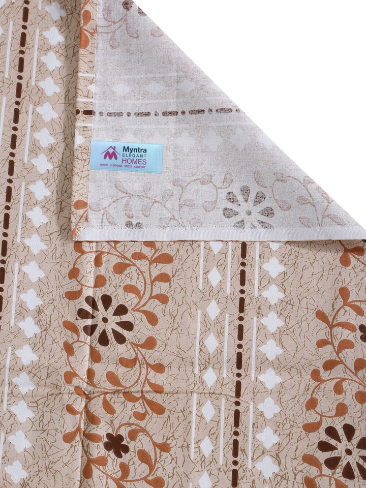 Myntra Elegant Homes Beige & Brown Floral Pure Cotton Set Cadar King 400 TC-2.5mX2.25m