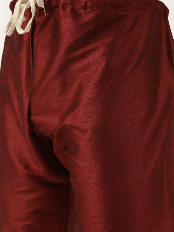 SOJANYA Kurta Solid Maroon Lelaki dengan Jaket Churidar & Printed