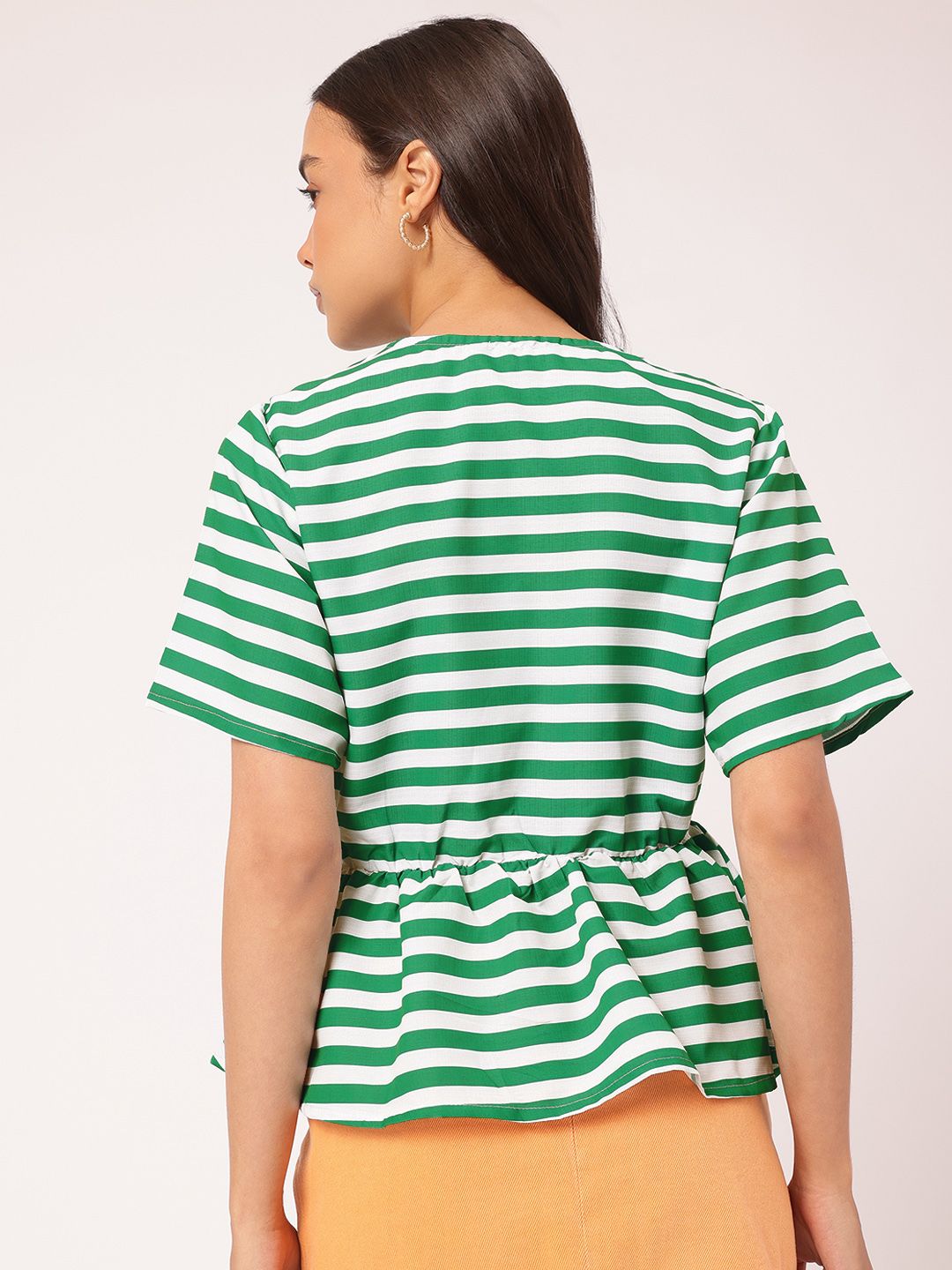 DressBerry Bowtiful Babe Striped Peplum Top