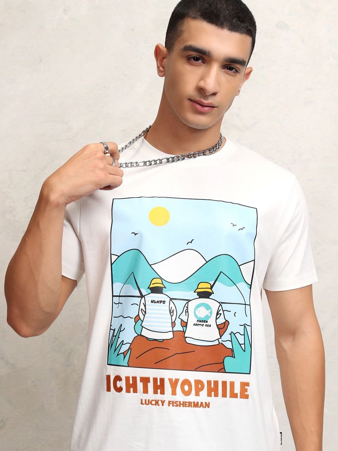 HIGHLANDER Men Graphic Printed Round Neck Relaxed Fit T-shirt