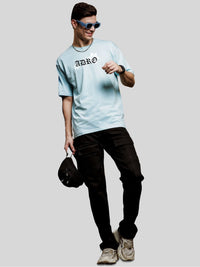 ADRO Men Typography Printed V-Neck Raw Edge T-shirt