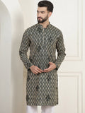 SOJANYA Kolar Mandarin Sulam Bunga Pure Cotton Kurta Lurus