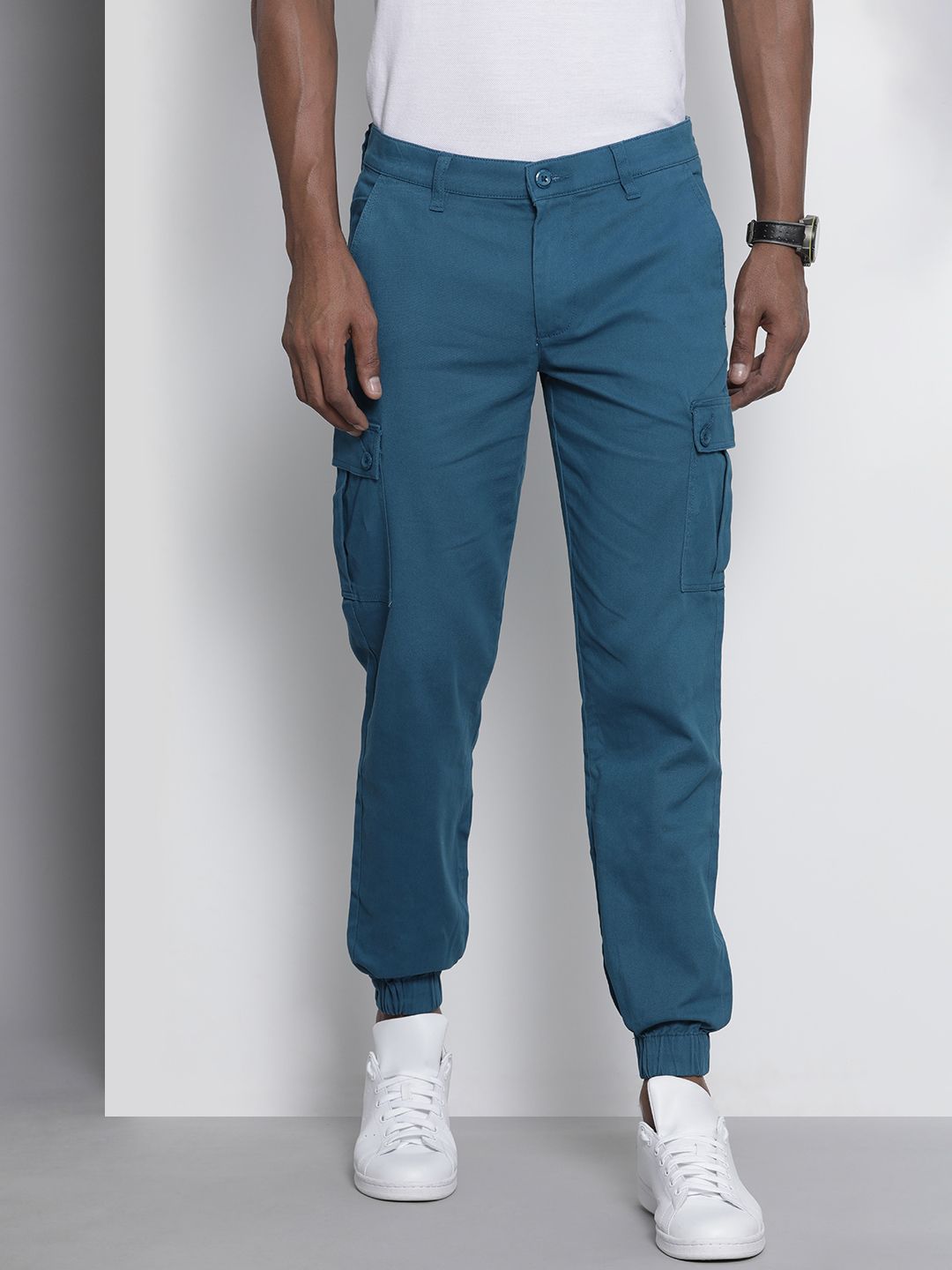 The Indian Garage Co Men Blue Slim Fit Easy Wash Joggers