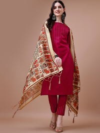 KALINI Thread Work Kurta With Trousers & Dupatta
