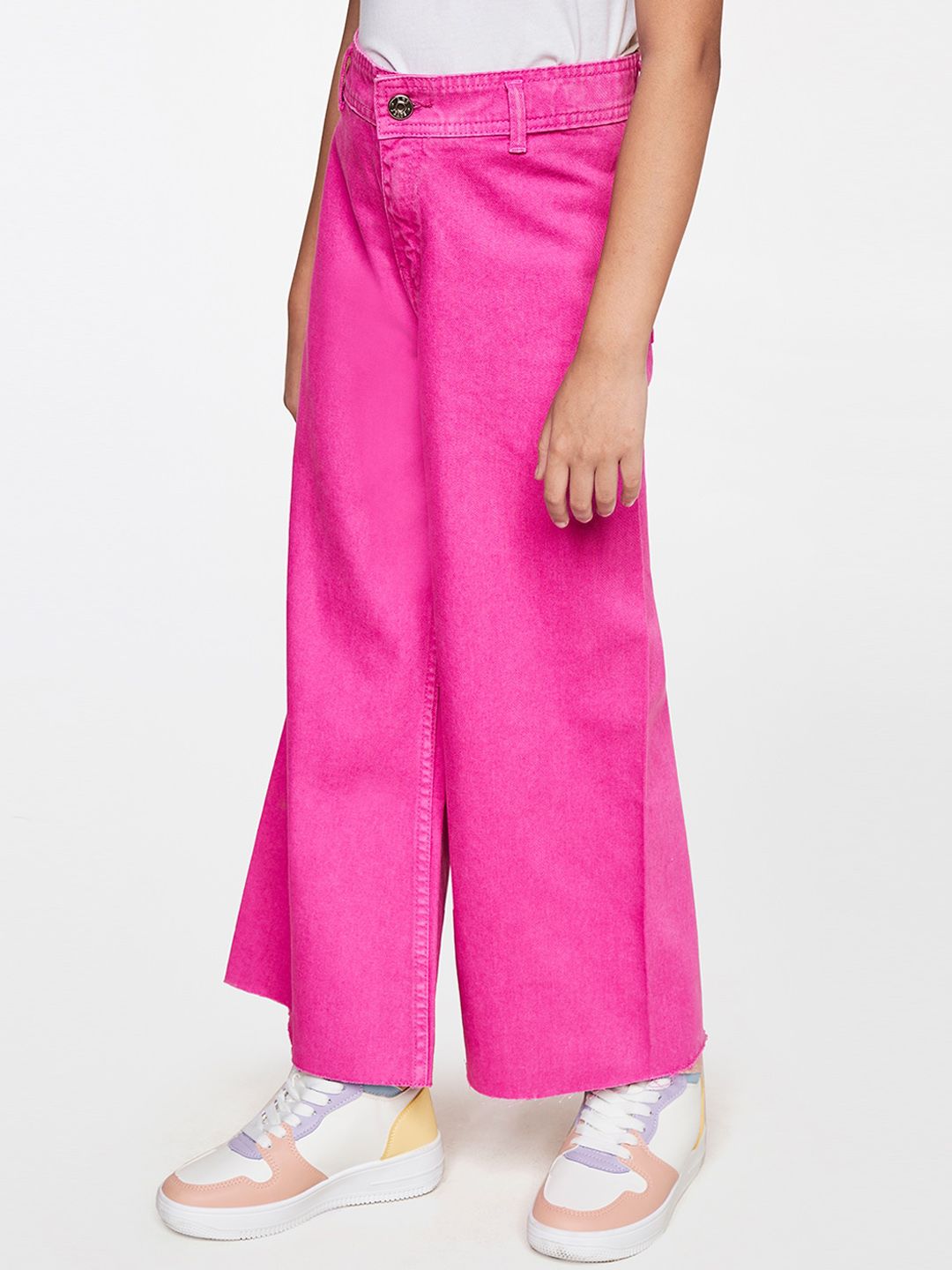 AND Girls High-Rise Pure Cotton Parallel Trousers