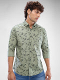 SPYKAR Men Abstract Printed Spread Collar Slim Fit Casual Shirt