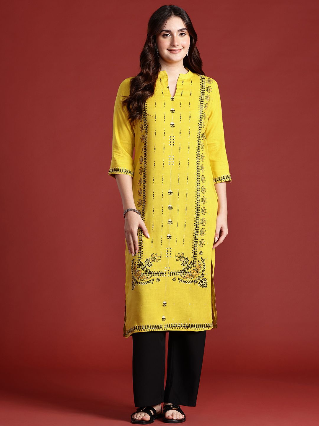 Anouk Ethnic Motifs Printed Straight Kurta