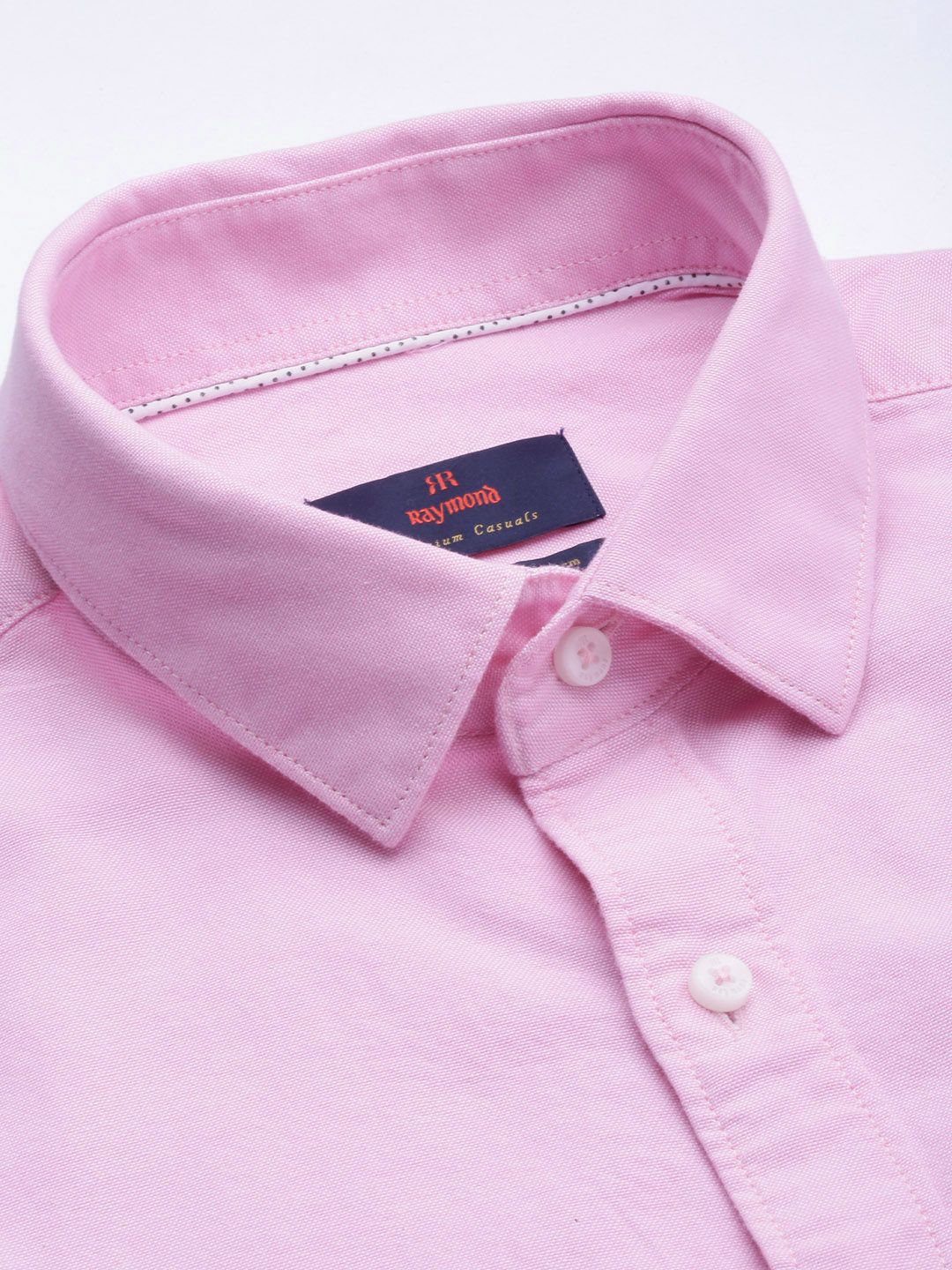 Raymond Men Pink Embroidered Slim Fit Pure Cotton Casual Shirt