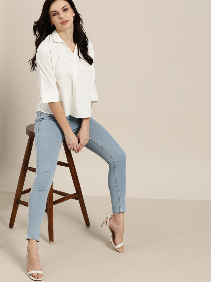 all about you Women Blue Skinny Fit Mid-Rise Clean Look Stretchable Cropped Jeans