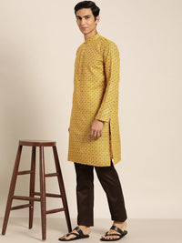 SOJANYA Lelaki Motif Etnik Kerajang Printed Cotton Linen Kurta