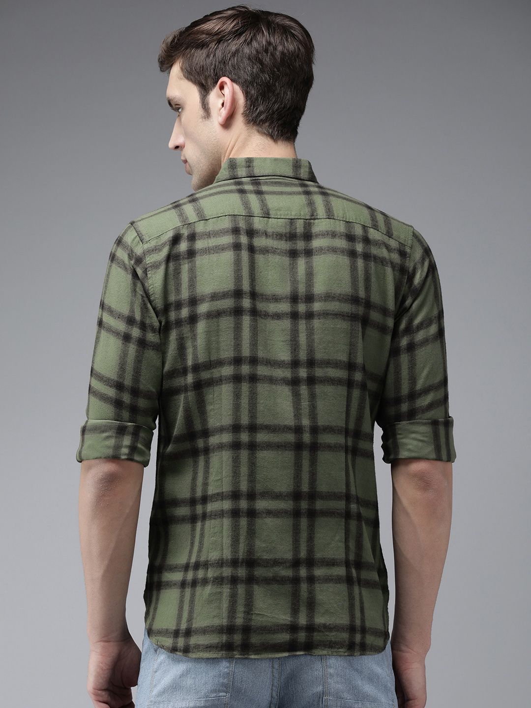 THE BEAR HOUSE Slim Fit Checked Pure Cotton Casual Shirt