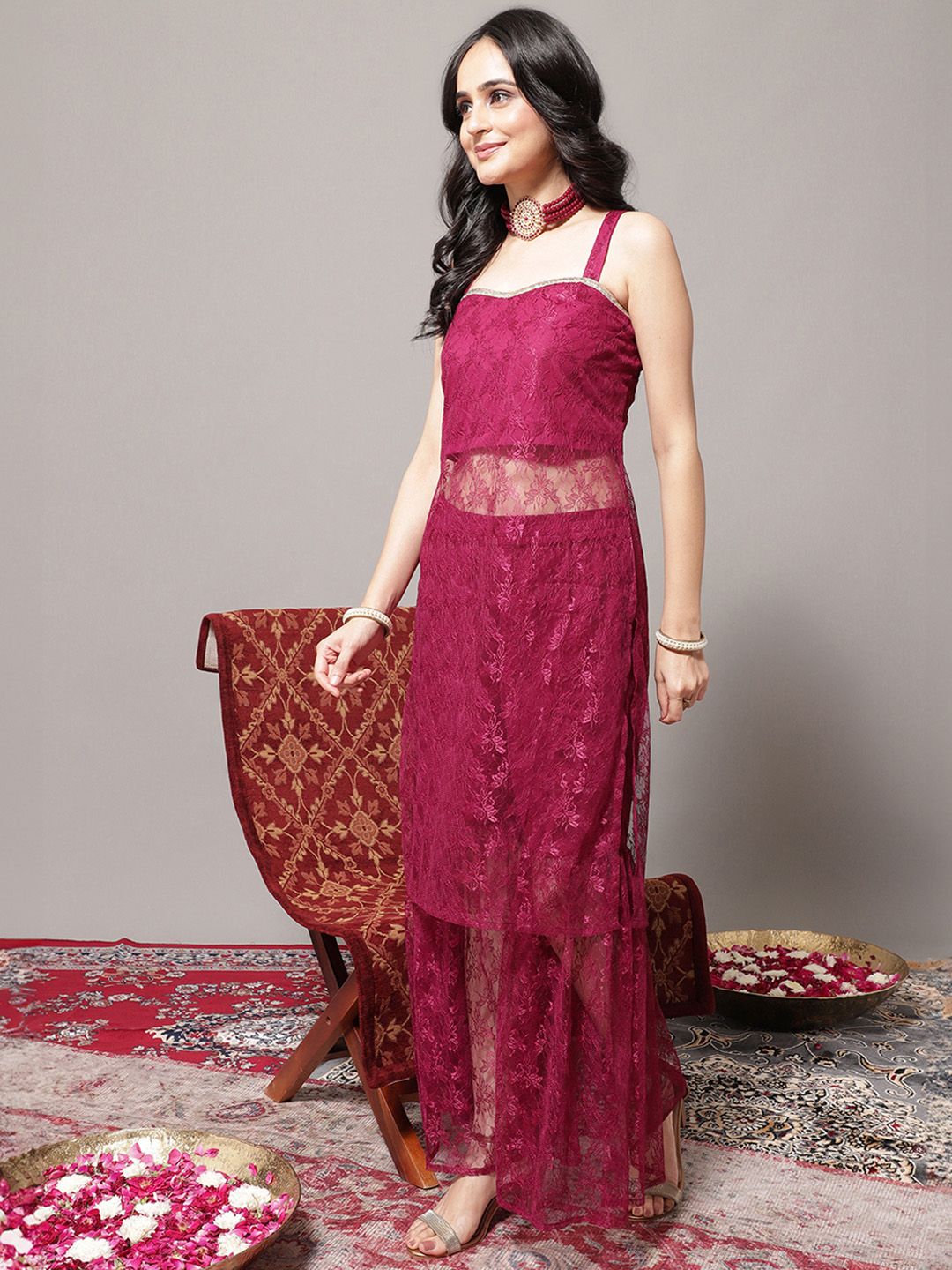 Varanga Women Magenta Kurta with Sharara