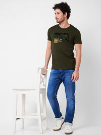 SPYKAR Round Neck Typography Printed Cotton Slim Fit T-shirt