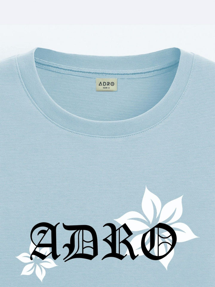 ADRO Men Typography Printed V-Neck Raw Edge T-shirt