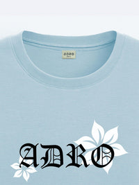 ADRO Men Typography Printed V-Neck Raw Edge T-shirt