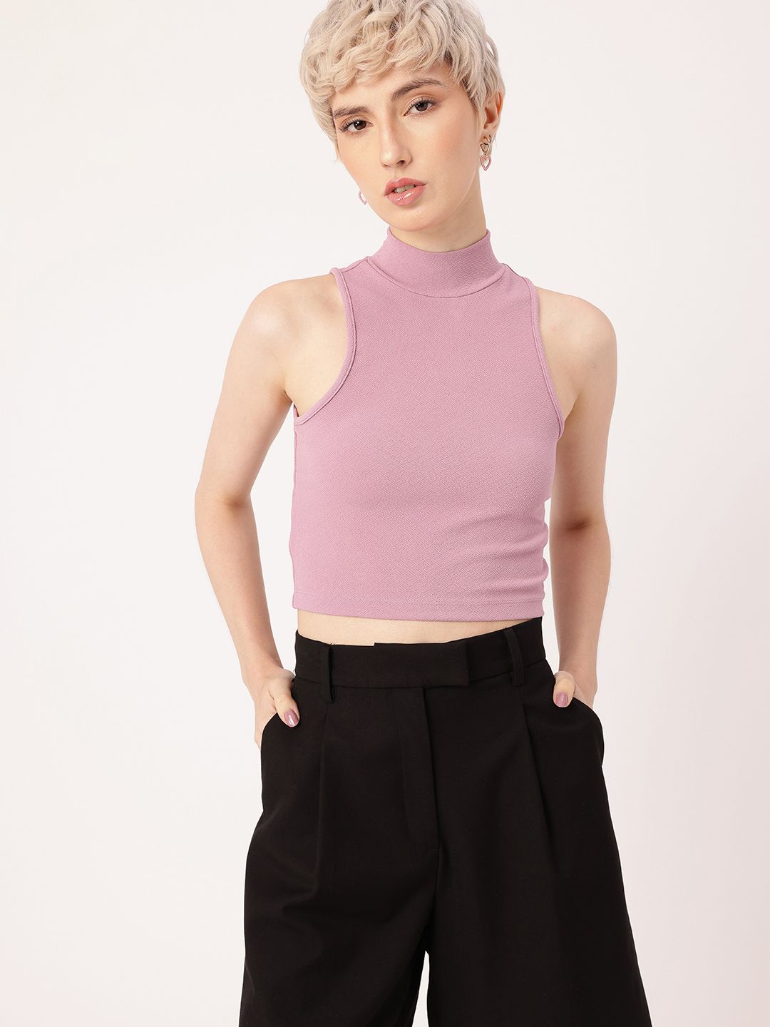 DressBerry Modern Edge Sleeveless Fitted Crop Top