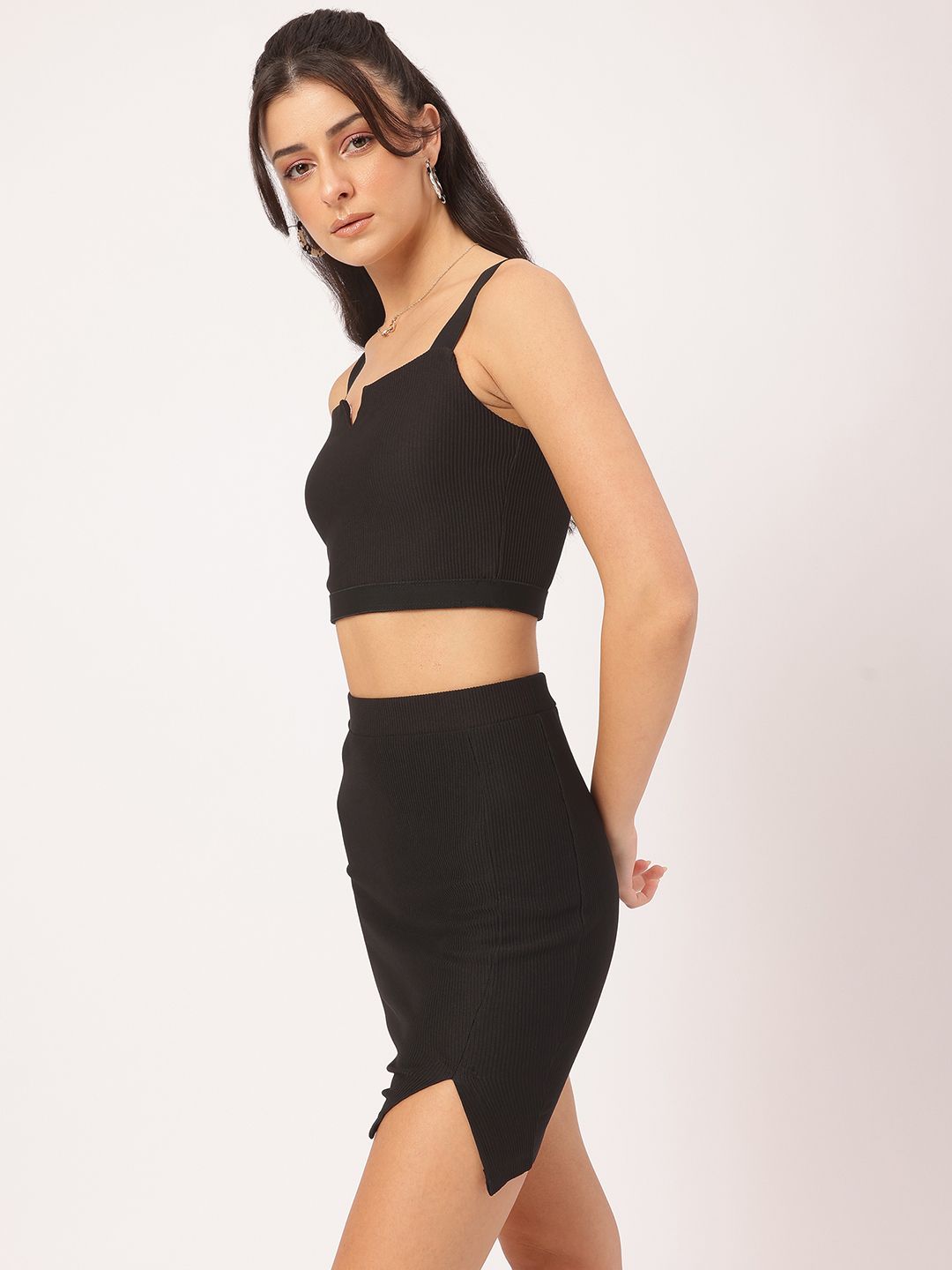 DressBerry Chic Rebellion Crop Top with Mini Skirt Co-Ords