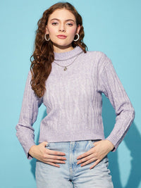 STREET 9 Self Design Cable Knit Acrylic Pullover