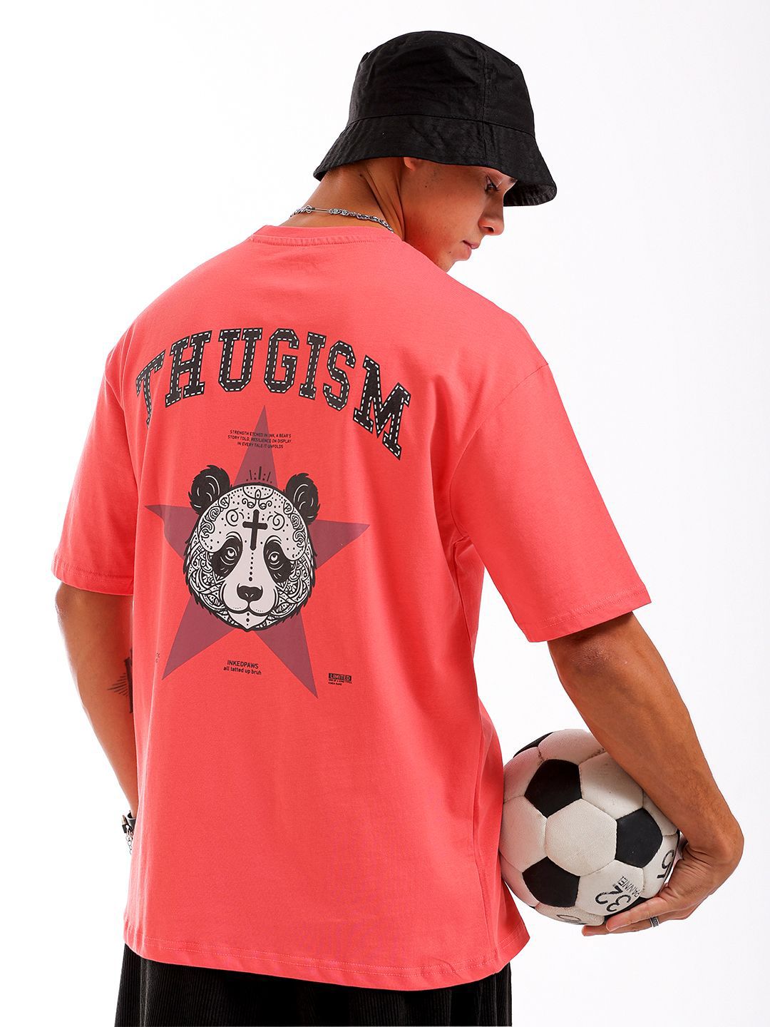 The Indian Garage Co Men Back Printed Round Neck Boxy Oversized T-shirt