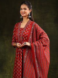 Kalini Floral Printed V-Neck A-line kurta dengan seluar dan dupatta