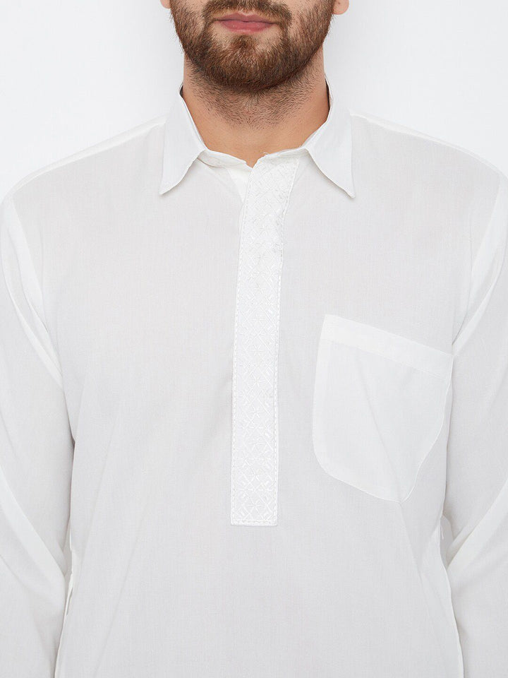 SOJANYA Shirt Collar Curved Hem Pathani Kurta with Salwar