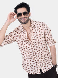 VASTRADO Classic Printed Spread Collar Long Sleeves Slim Fit Casual Shirt