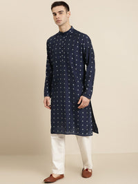 SOJANYA Band Collar Ethnic Motifs Woven Design Kurta