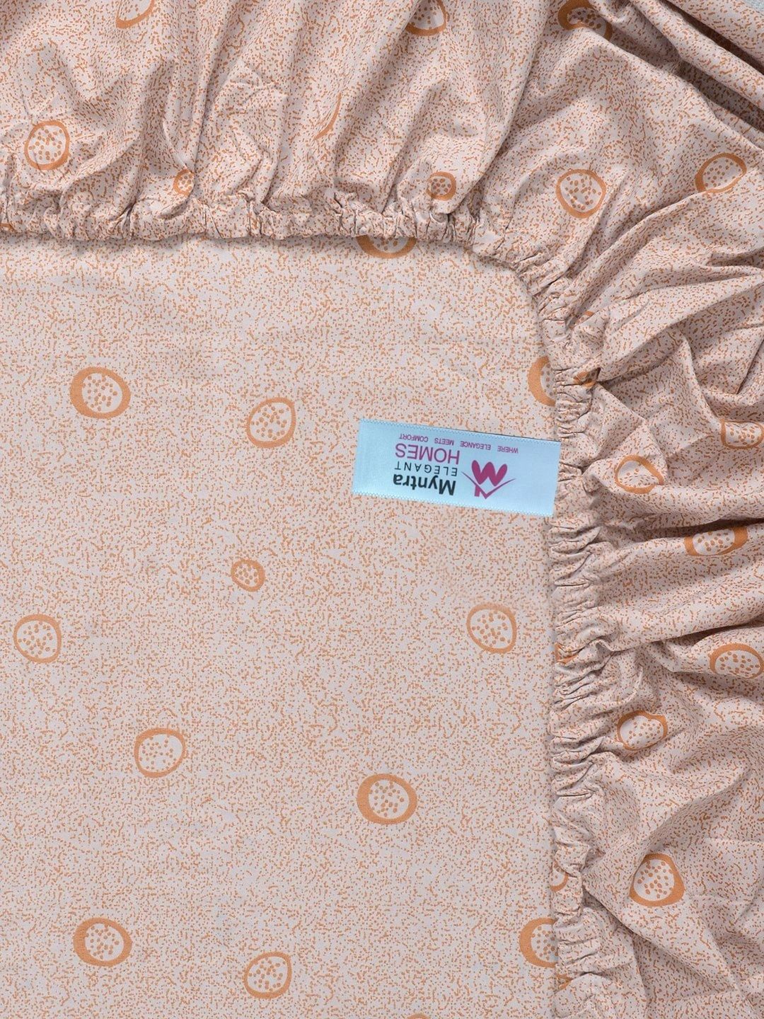 Myntra Elegant Homes Orange Geometric 300 TC Single Bedsheet with 1 Pillow Covers