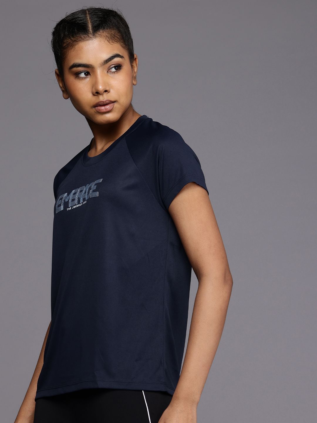 HRX by Hrithik Roshan Typography Printed Raglan Sleeves Rapid-Dry Training T-shirt