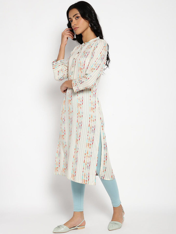 W Women White Geometric Printed Kurta
