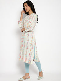W Women White Geometric Printed Kurta