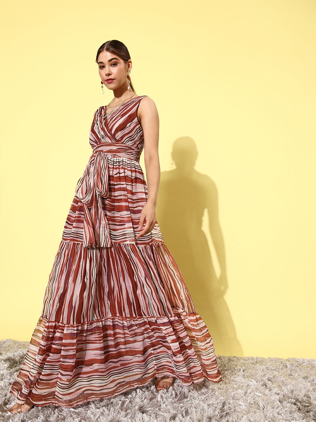 QUIERO Women Rust Abstract Sundress