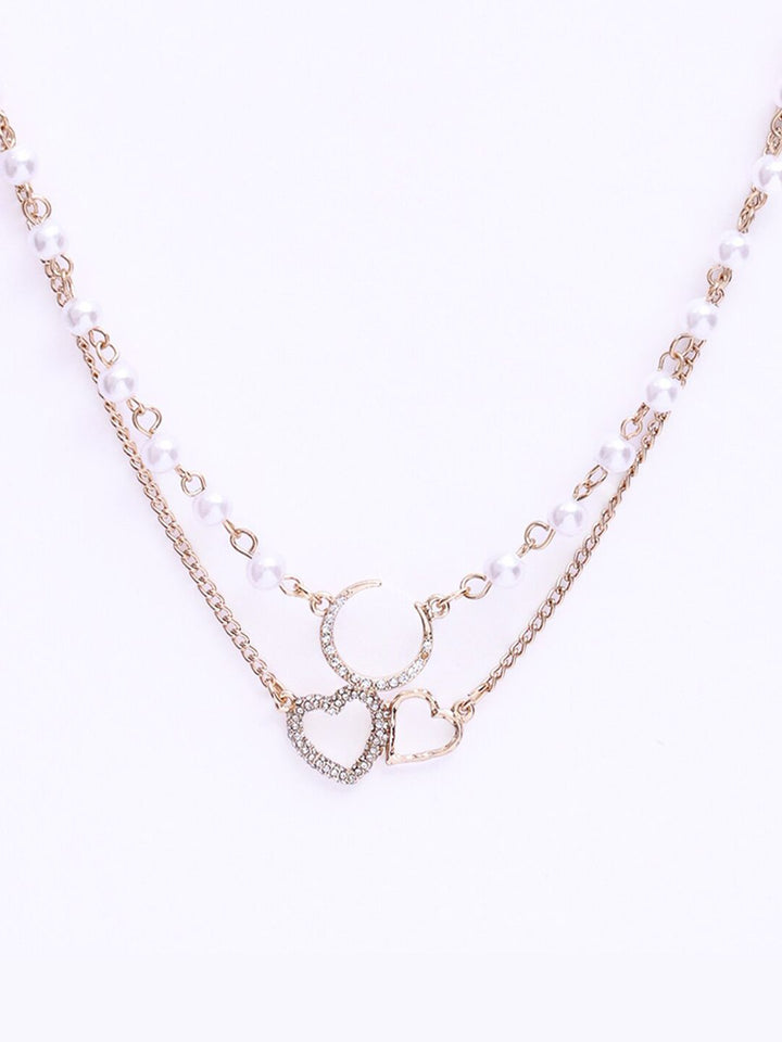 VOGUE PANASH Kalung Lapis Jantung Bersalut Emas & Berbentuk Bulan