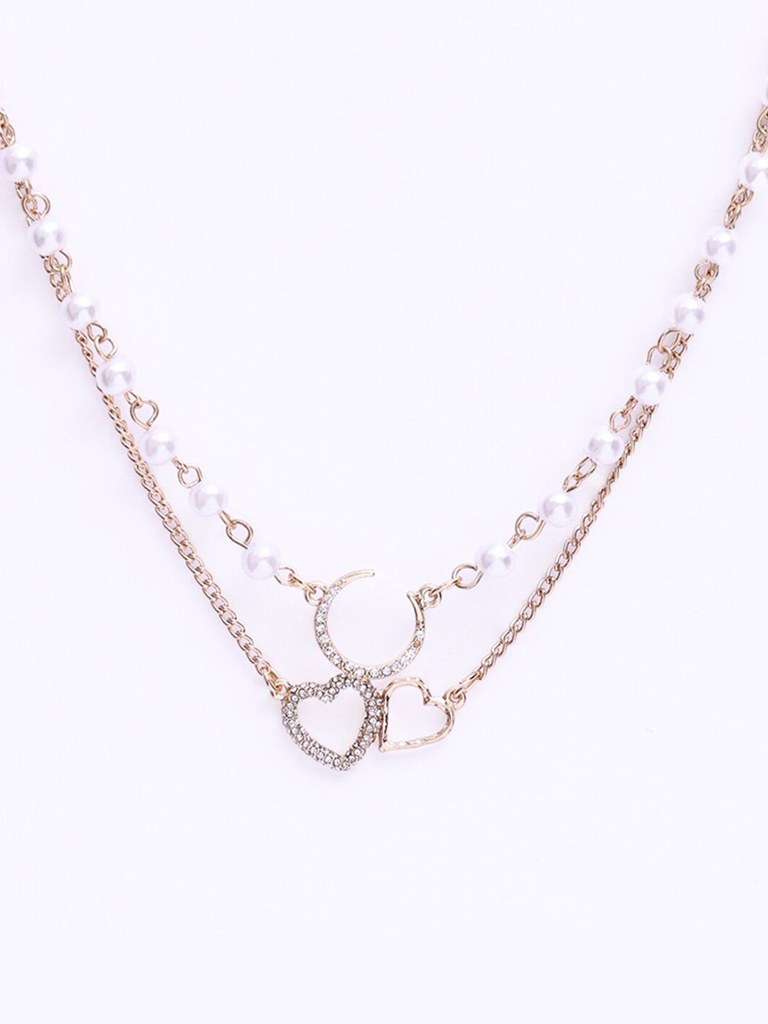 VOGUE PANASH Kalung Lapis Jantung Bersalut Emas & Berbentuk Bulan